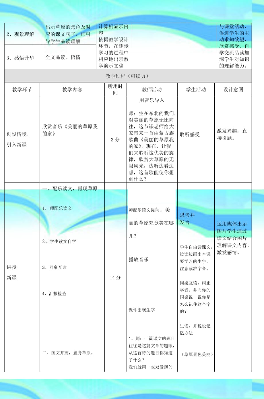 三年级语文《美丽的草原我的家》教学导案_第4页