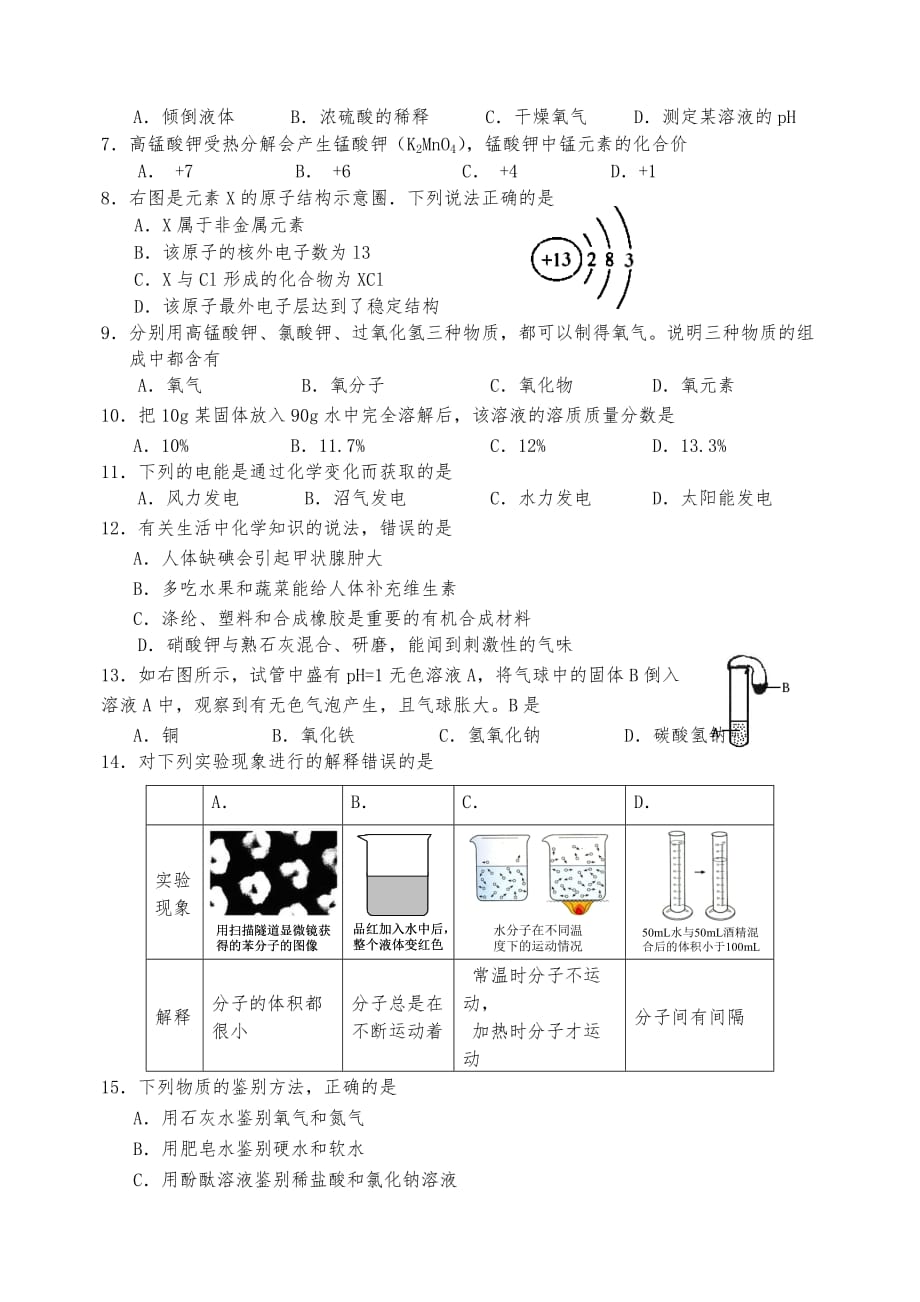 2018年广州市增城中考化学一模试题和标准答案_第2页