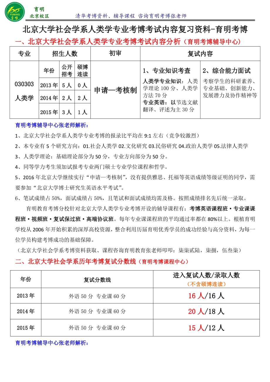 北京大学社会学系人类学专业考博参考书-育明考博_第1页