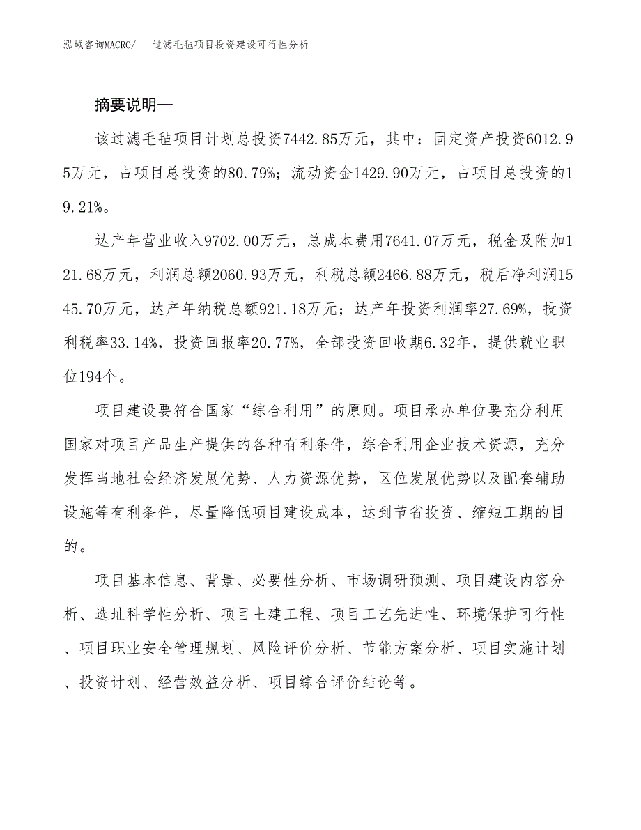 过滤毛毡项目投资建设可行性分析.docx_第2页