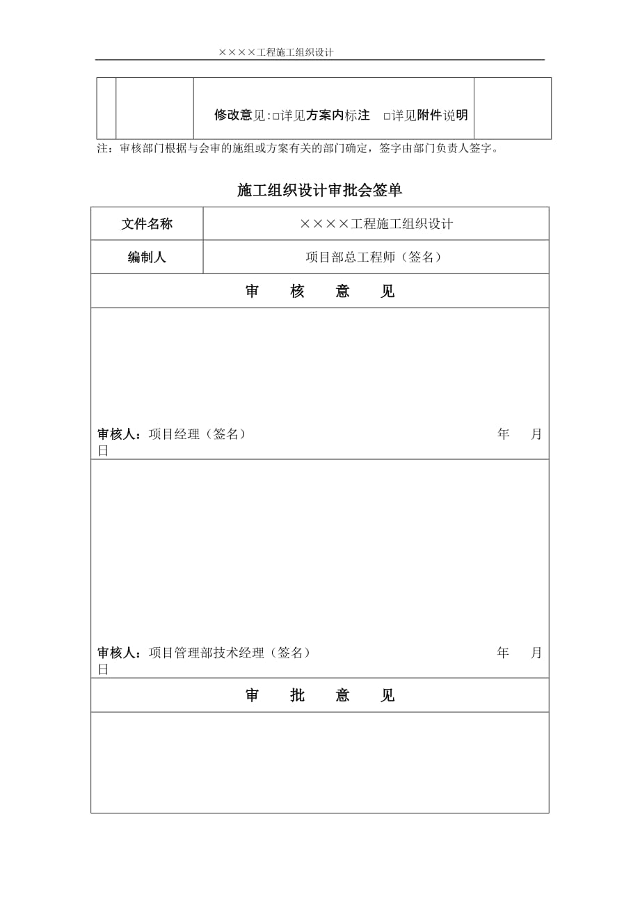 附录样本14001施工组织设计封面及随表附表图_第3页