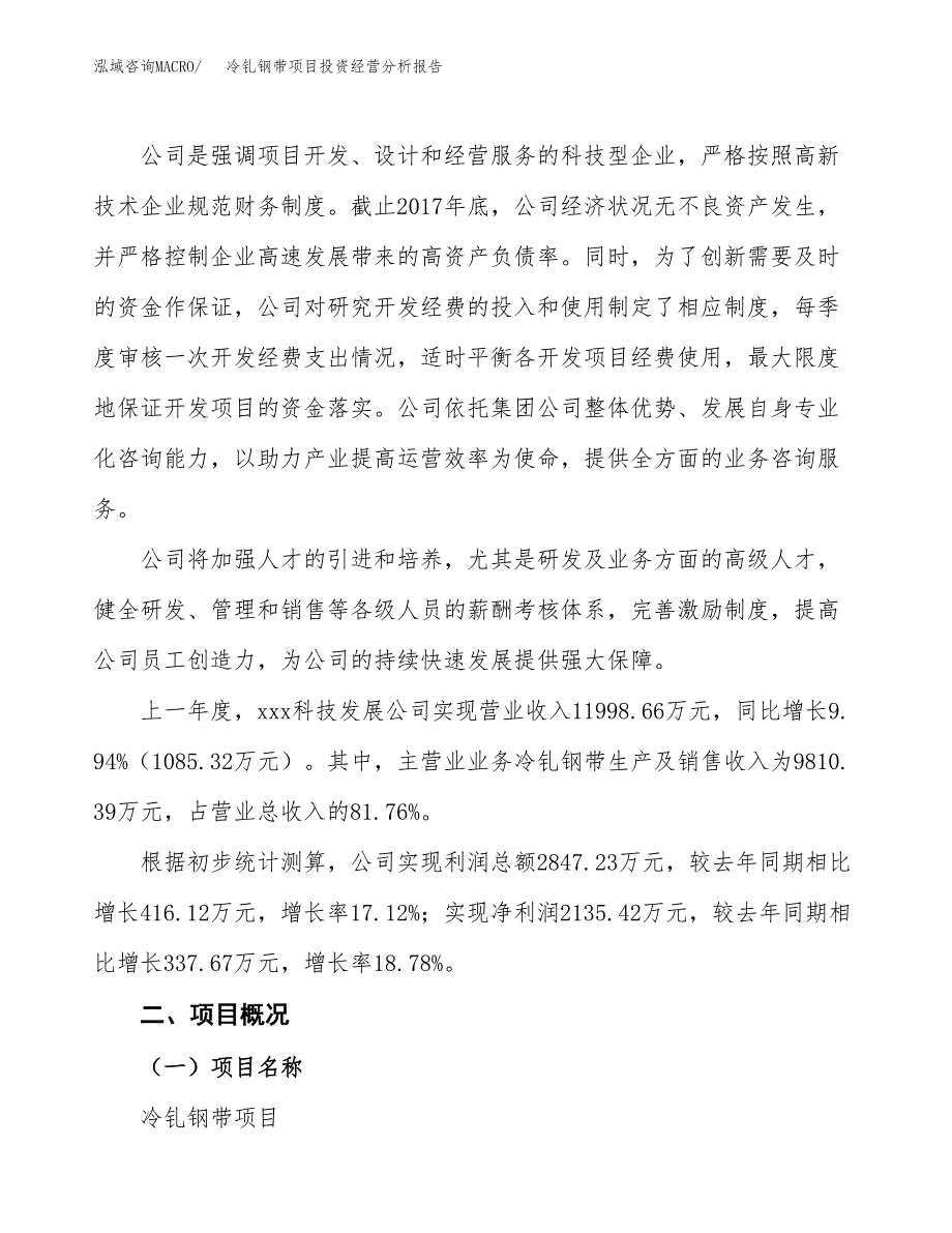 冷钆钢带项目投资经营分析报告模板.docx_第2页