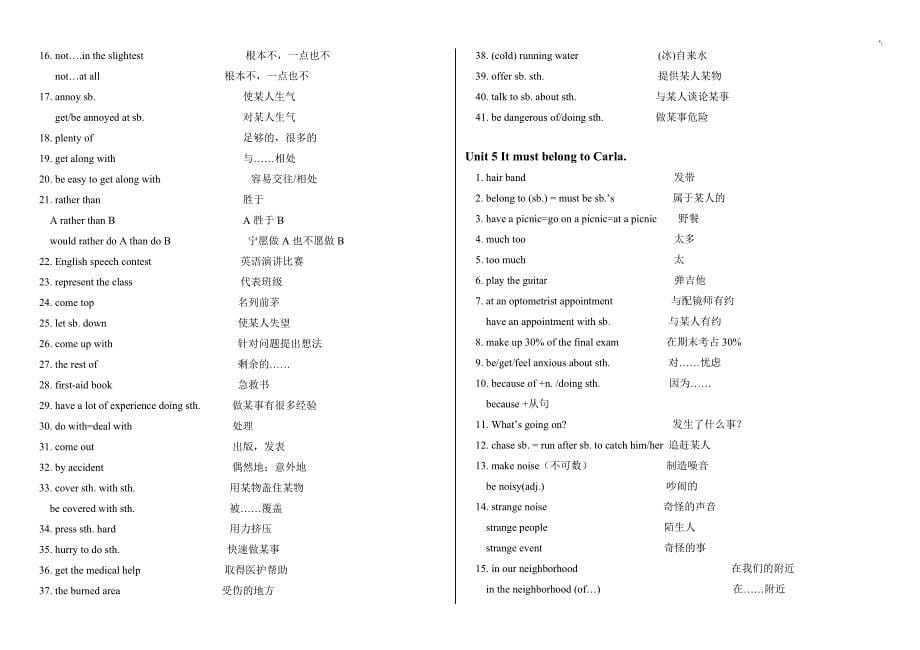 人教出版英语九年级重要材料词组_第5页