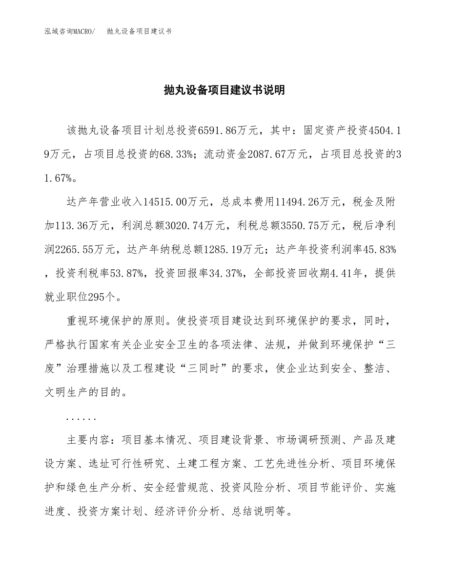 抛丸设备项目建议书（可研报告）.docx_第2页