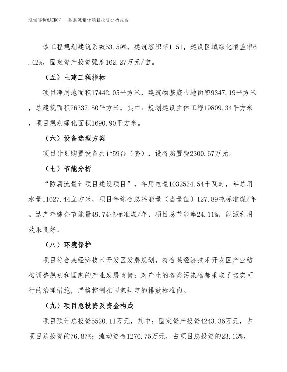 防腐流量计项目投资分析报告（总投资6000万元）（26亩）_第5页