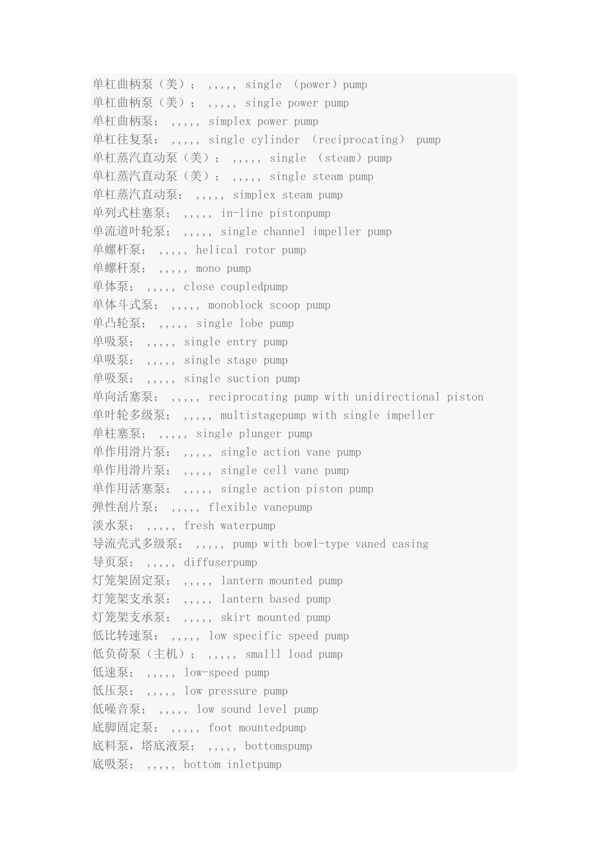 各种泵名汉英对照表._第2页