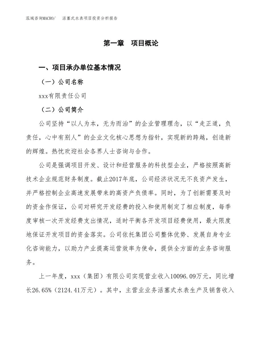 活塞式水表项目投资分析报告（总投资11000万元）（52亩）_第2页