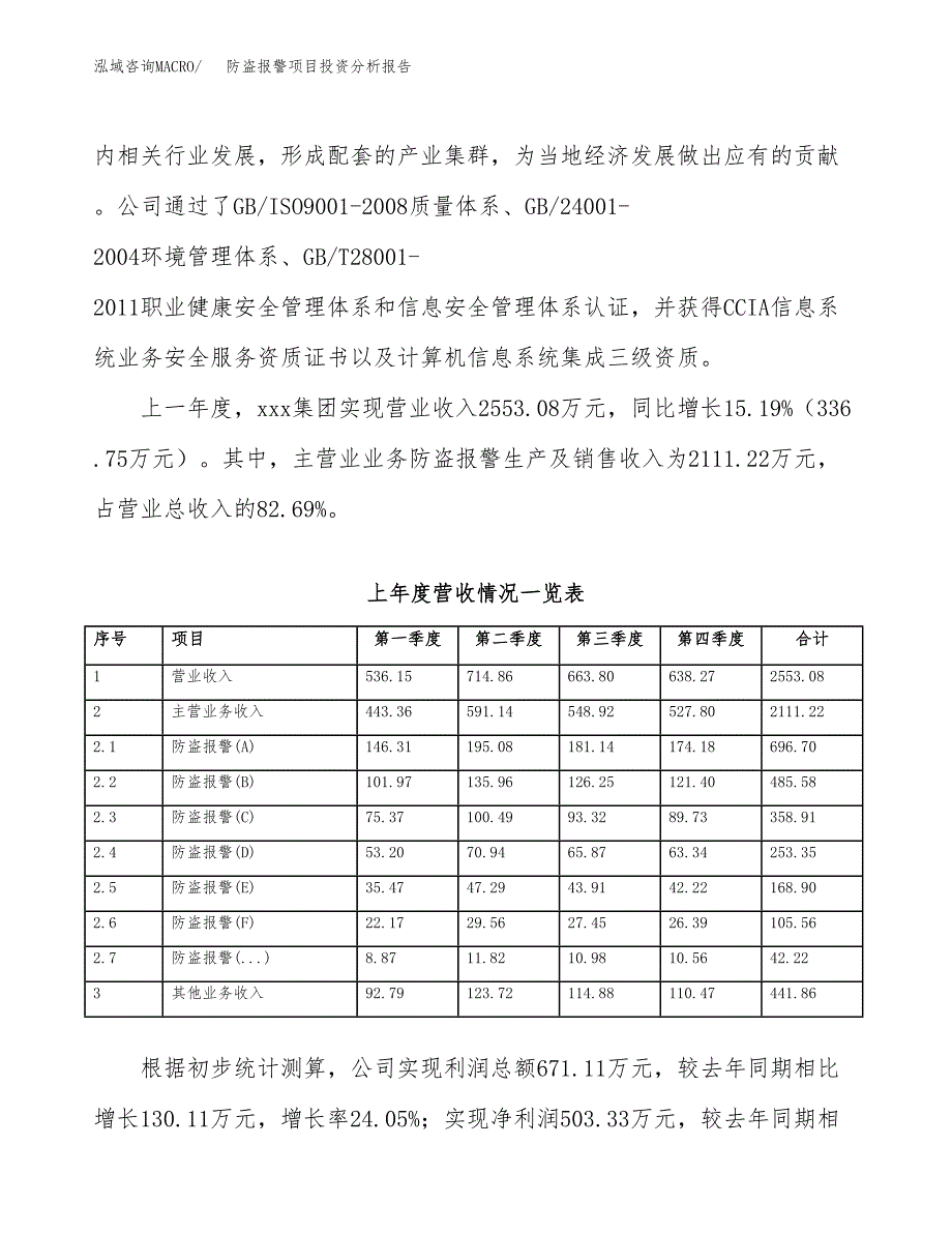 防盗报警项目投资分析报告（总投资3000万元）（12亩）_第3页