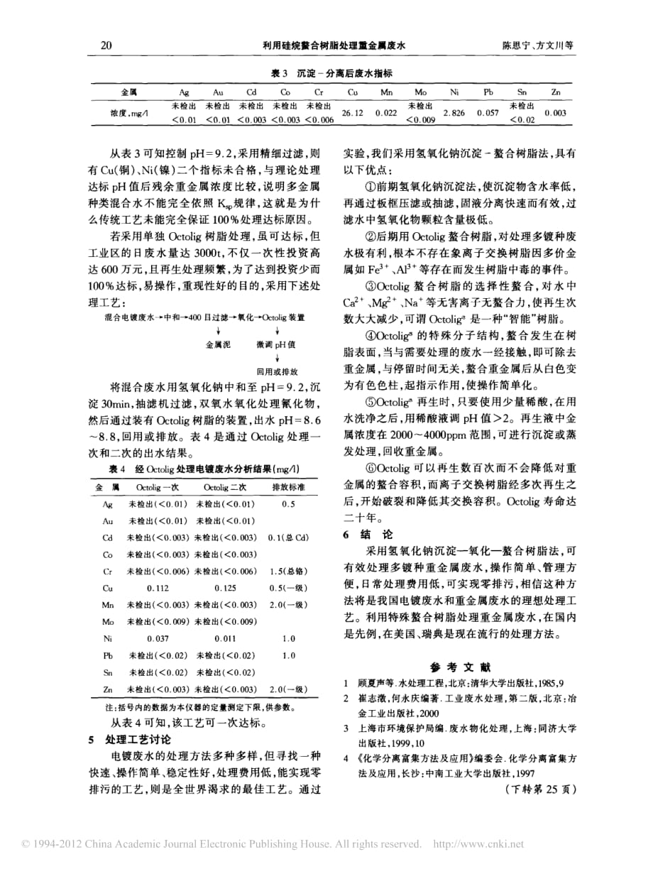 利用硅烷螯合树脂处理重金属废水_第3页