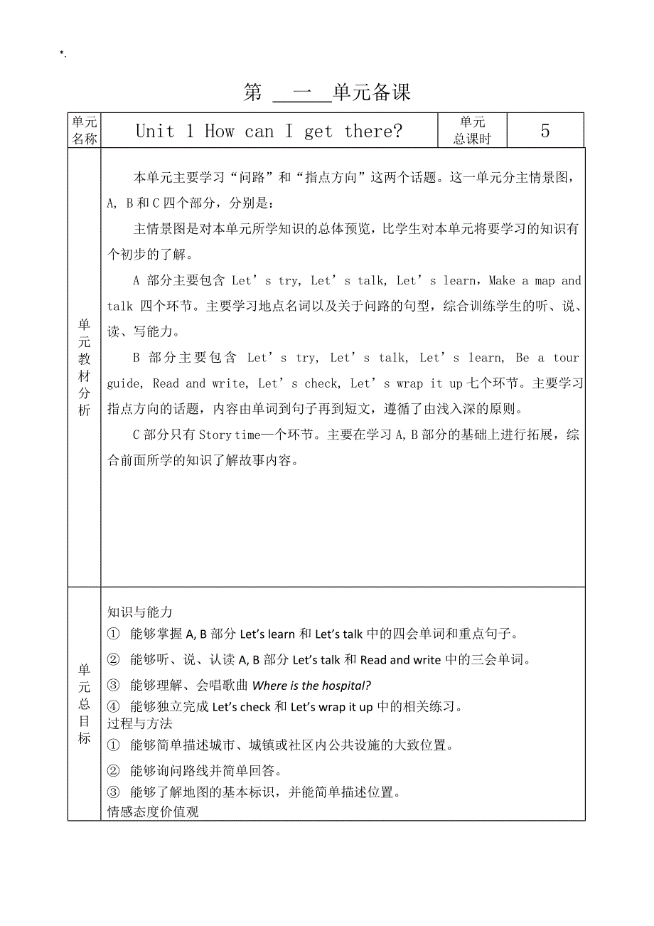 人教出版小学英语六年级上册教学方针教案课程全册_第1页