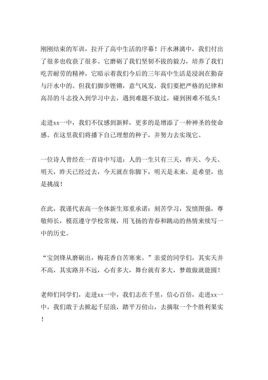 高中新生代表发言稿范文_第3页