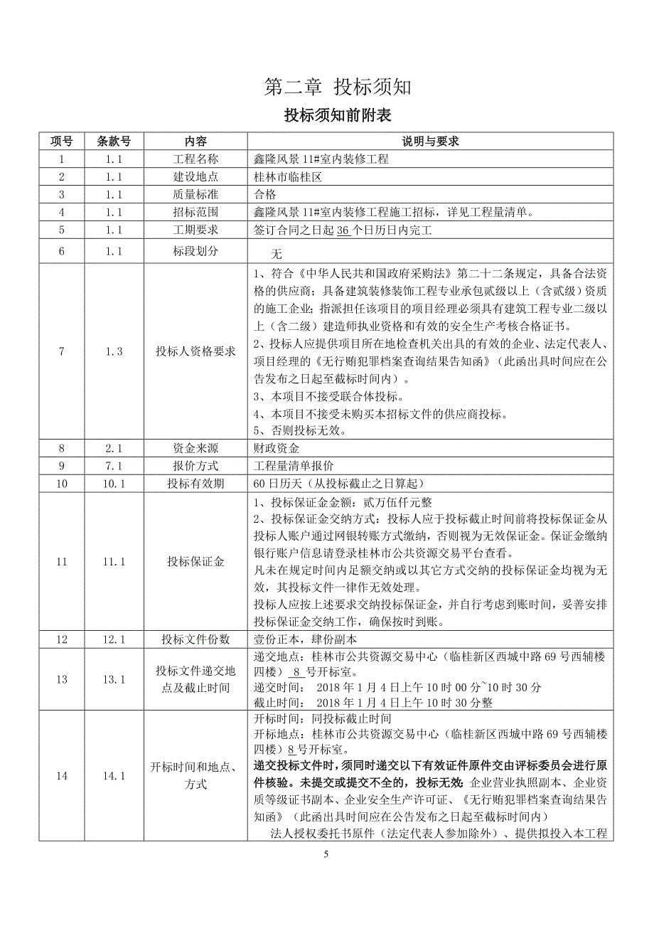 鑫隆风景11#室内装修工程招标文件_第5页