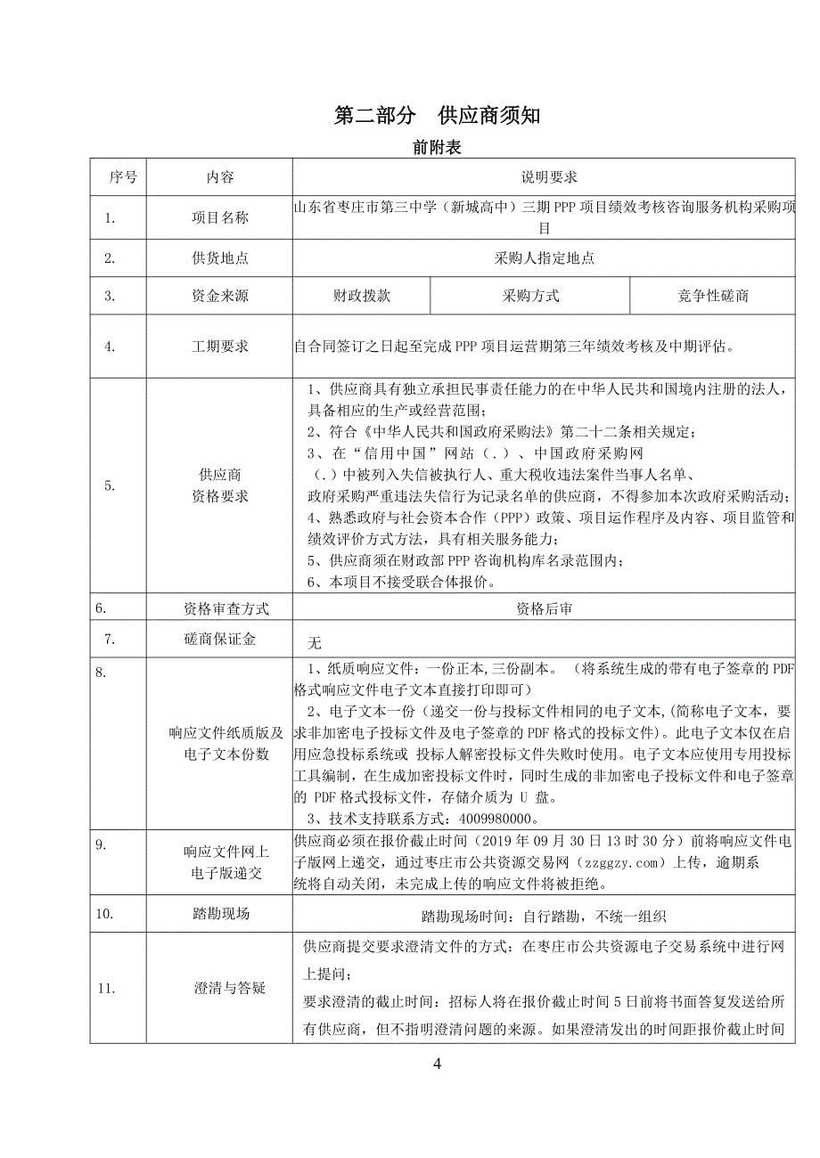 山东省（新城高中）三期PPP项目绩效考核咨询服务机构采购项目竞争性磋商文件_第5页