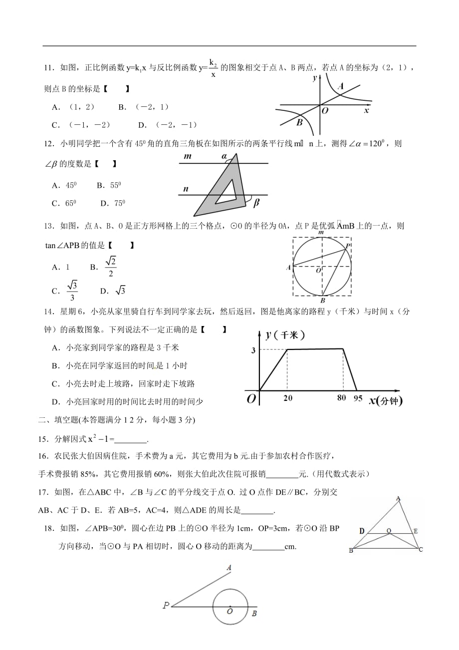 2012年海南中考数学试题及标准答案_第2页