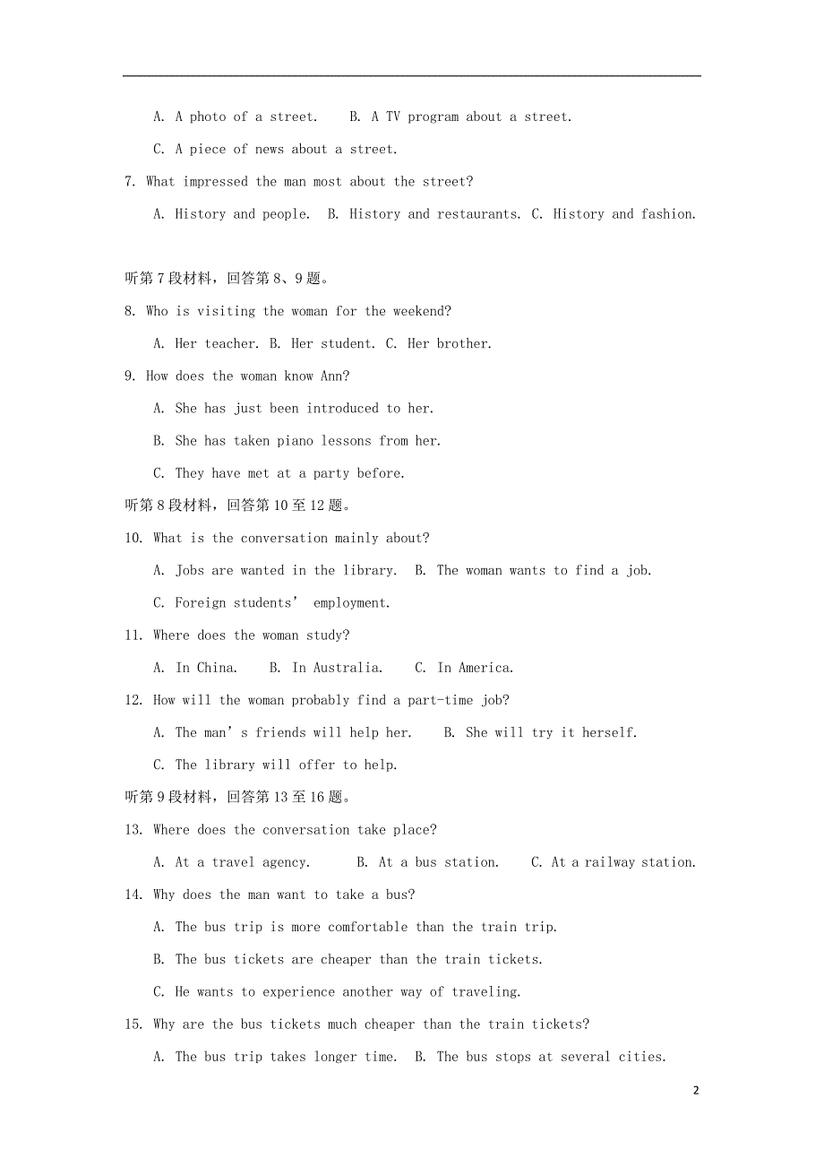 江苏省沭阳县修远中学2019_2020学年高一英语上学期第一次月考试题2019091002162_第2页