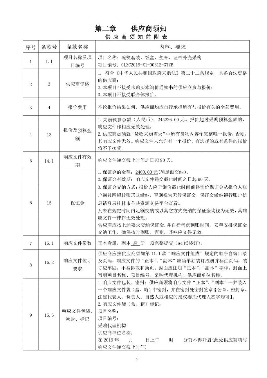 碗筷套装、饭盒、奖杯、证书外壳采购询价通知书_第5页