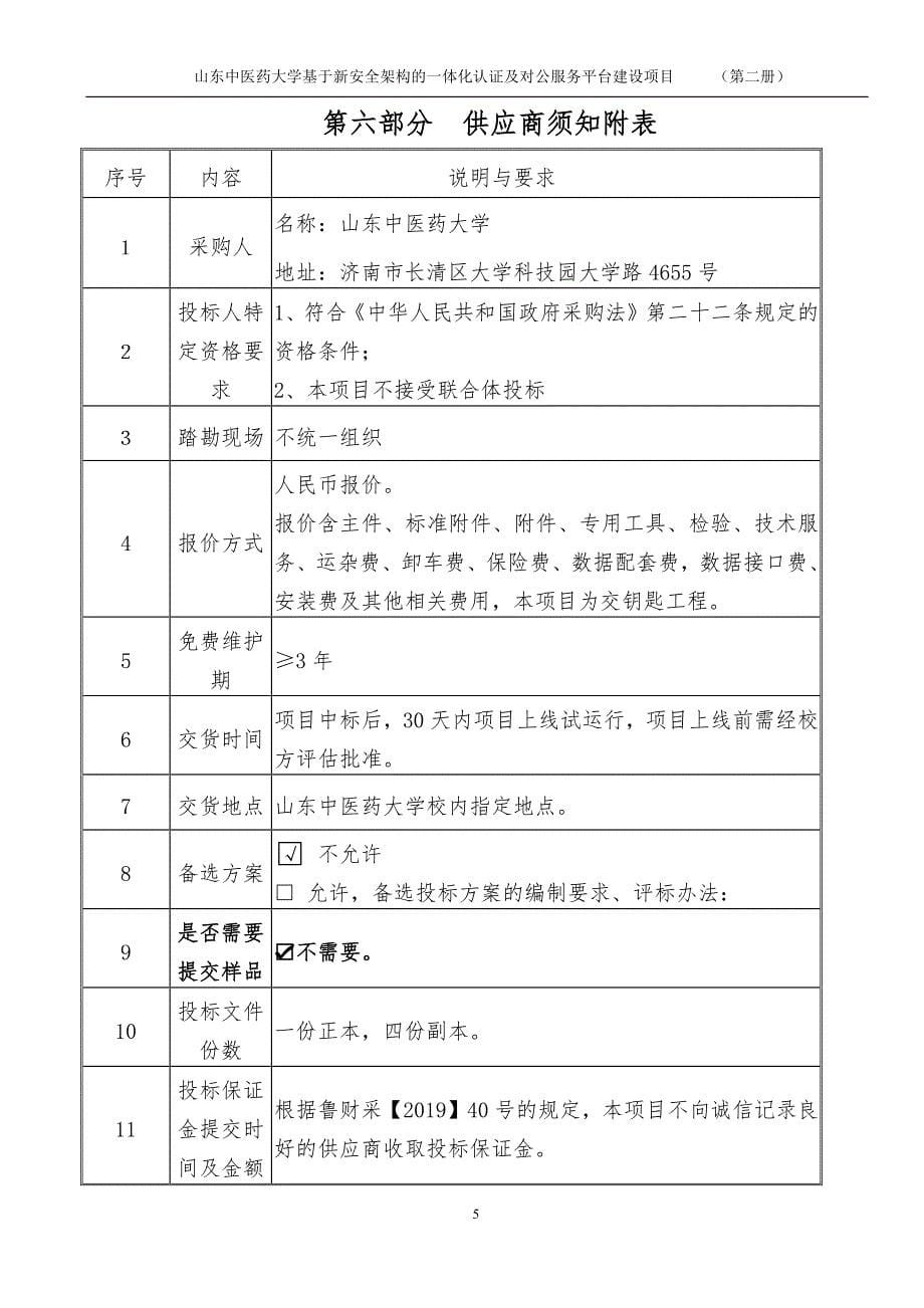 山东中医药大学基于新安全架构的一体化认证及对公服务平台建设项目（2332）竞争性磋商文件第二册_第5页