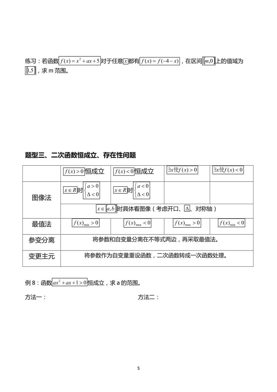 高一数学二次函数题型复习总结_第5页