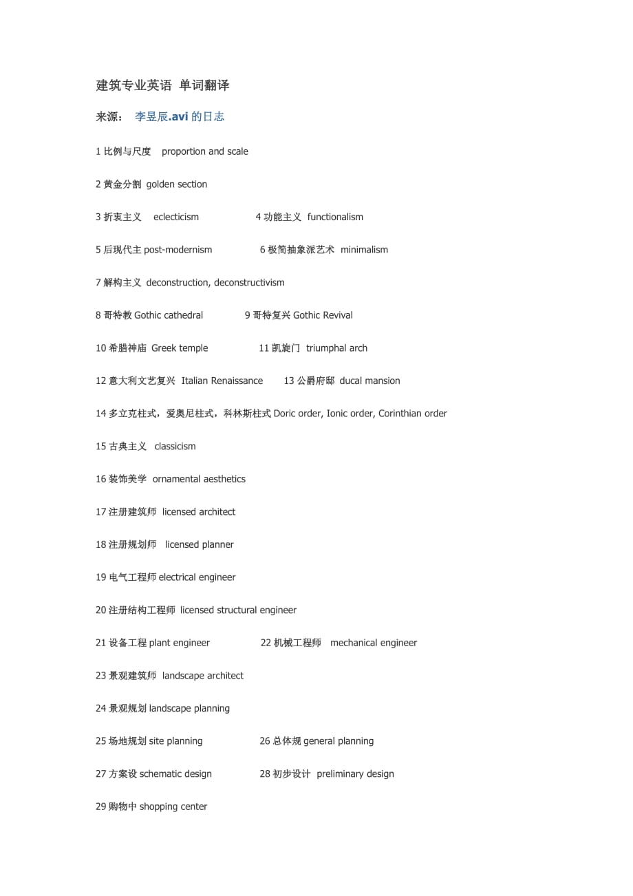 常用建筑英语词汇_第1页