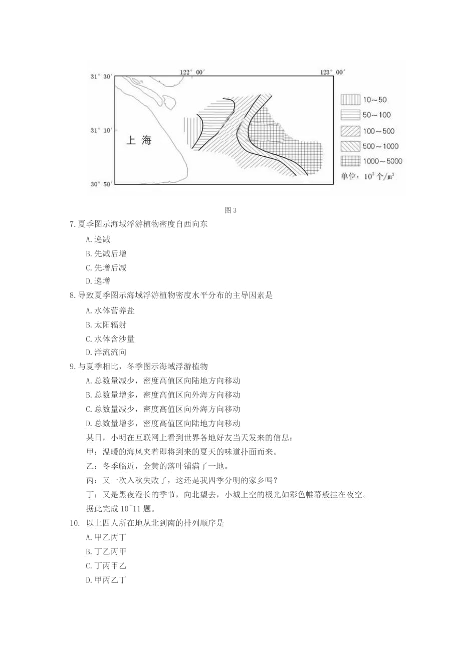 2017年高考全国卷3地理试题(含标准答案解析)高清word版_第3页