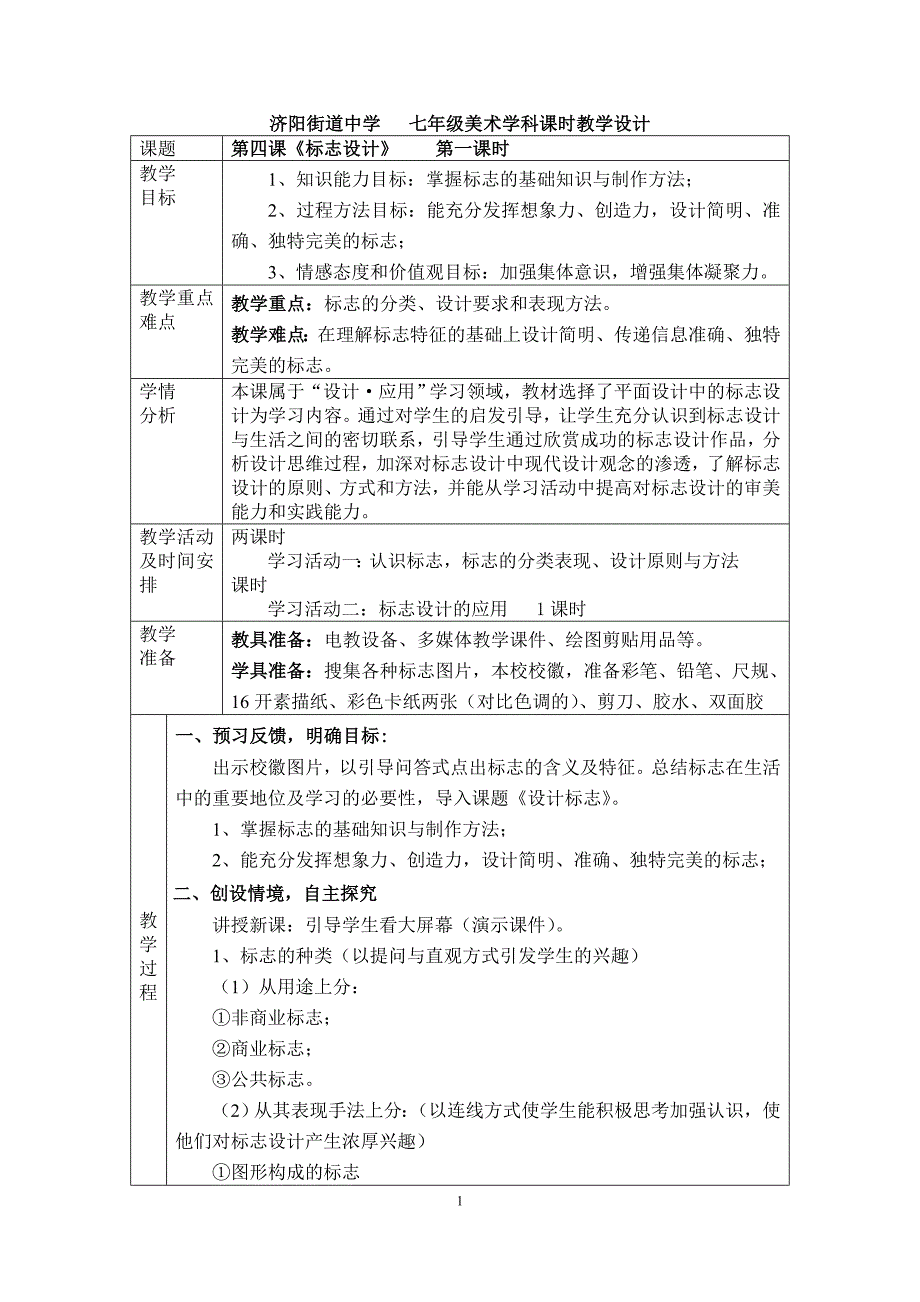 济阳街道中学七年级美术教案_第1页