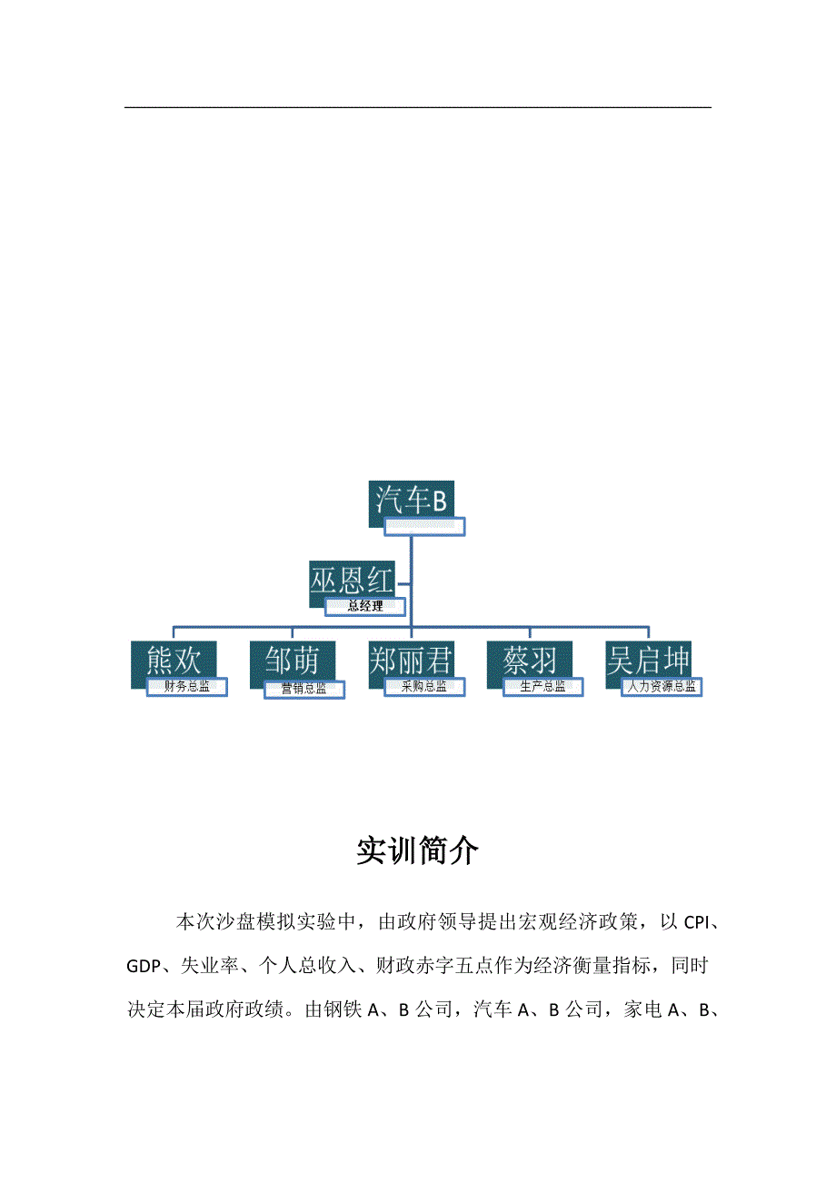 经济学沙盘模拟实验报告—汽车B公司_第4页