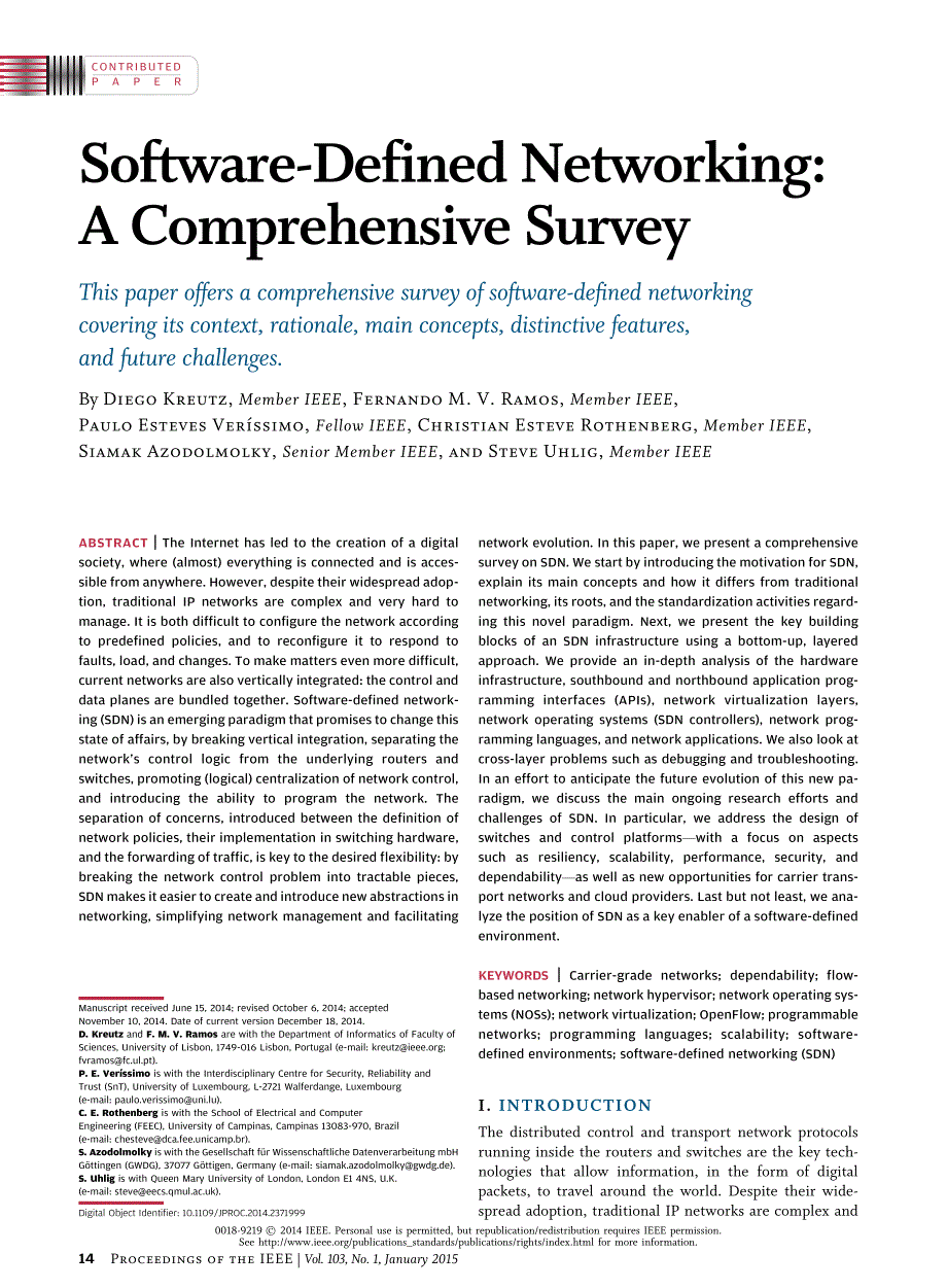 Software-defined-networking-a-comprehensive-survey_第1页