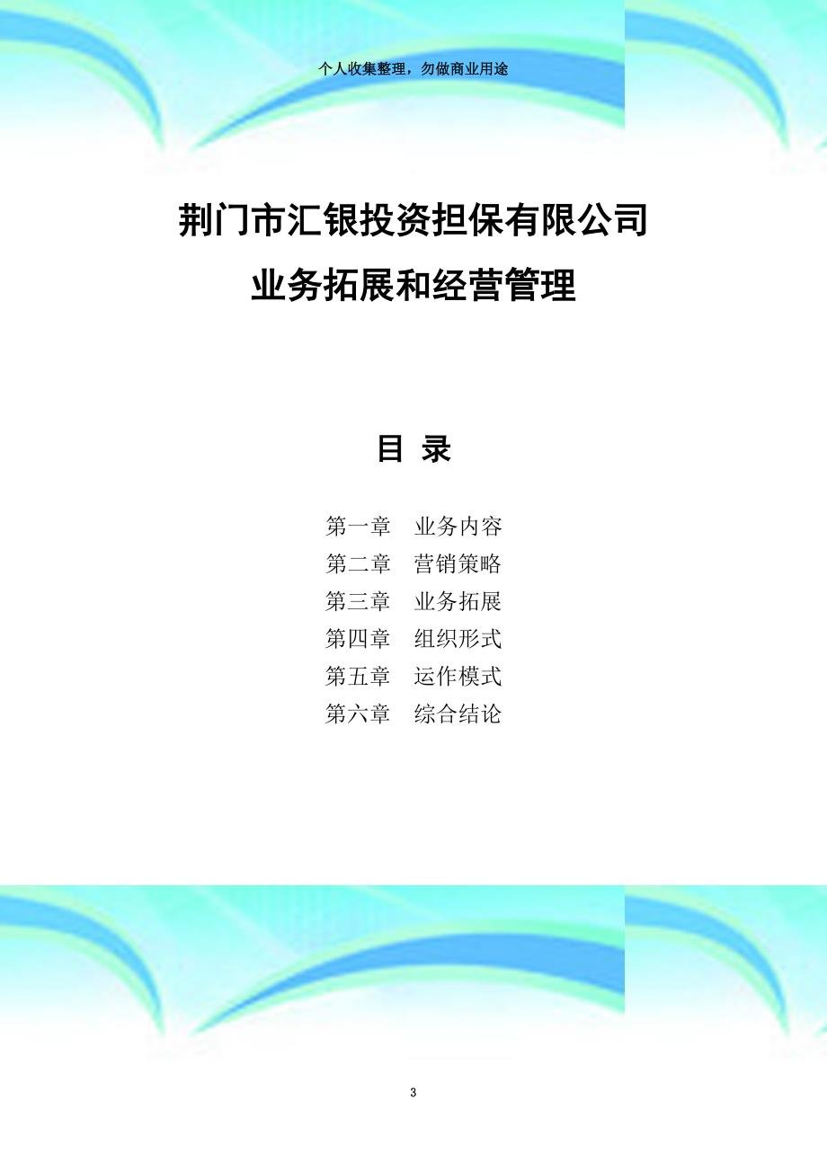 业务拓展融资性担保公司经营发展战略和规划范本_第3页