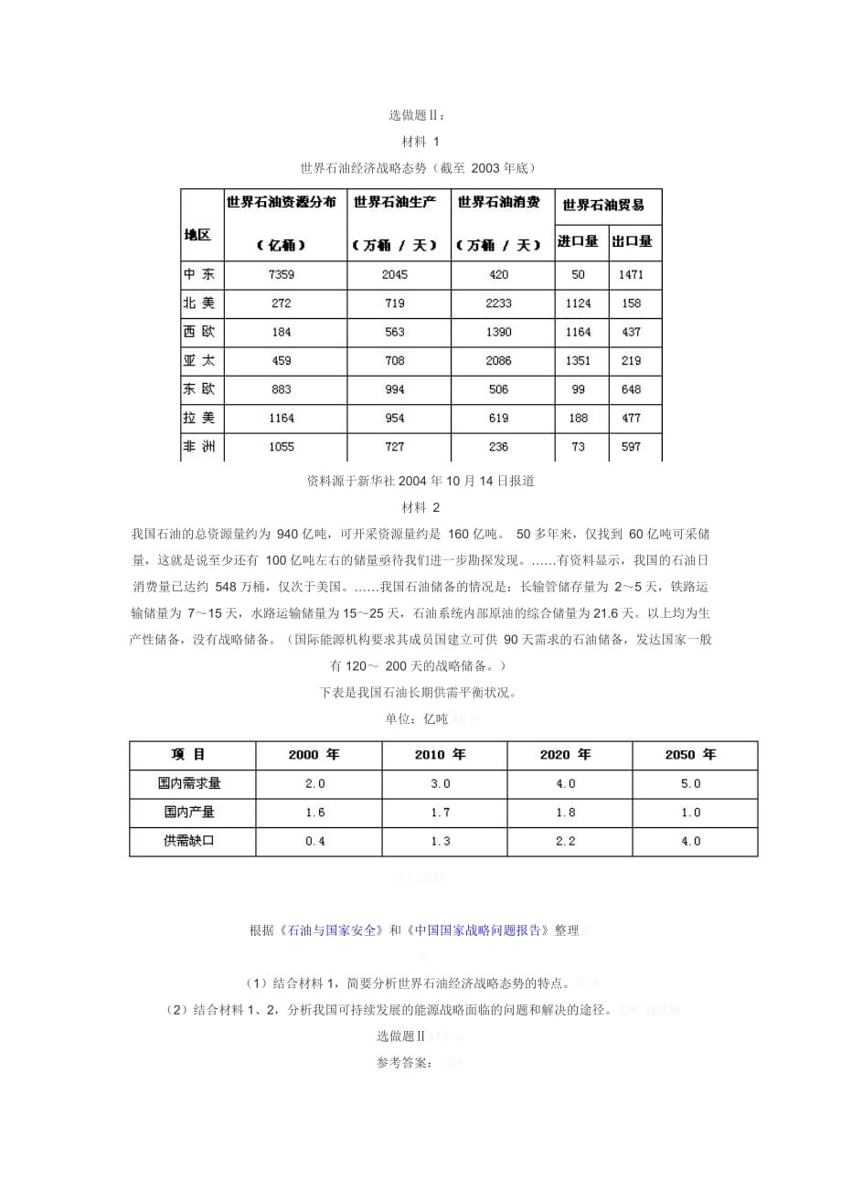 2005年政治理论试题心解——分析题（选做题ⅱ）_第1页