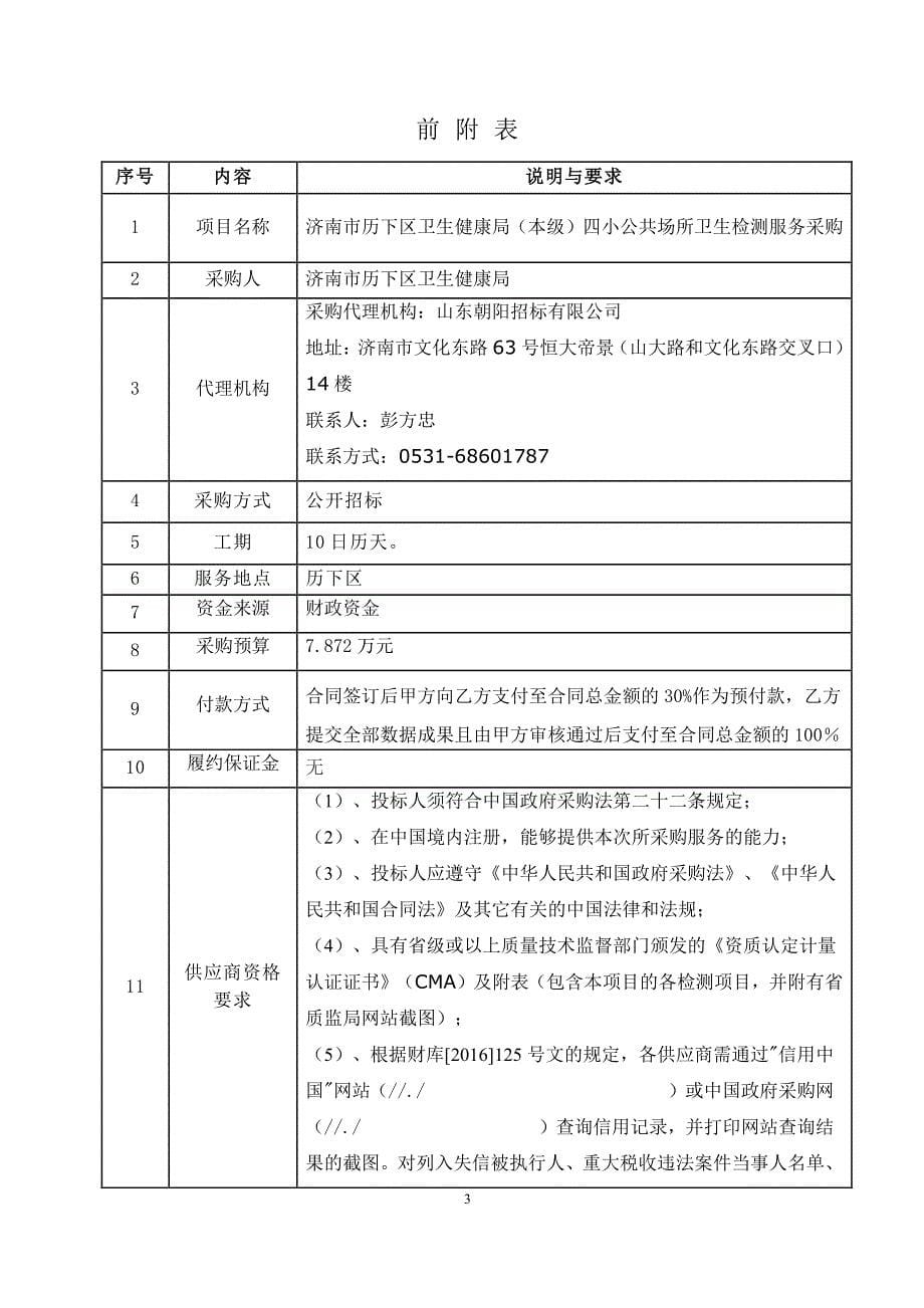 济南市历下区卫生健康局（本级）四小公共场所卫生检测服务采购招标文件_第5页