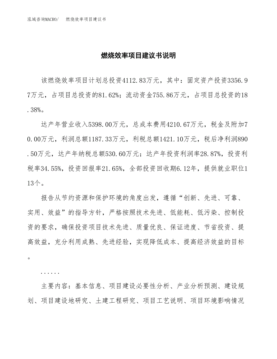 燃烧效率项目建议书（可研报告）.docx_第2页