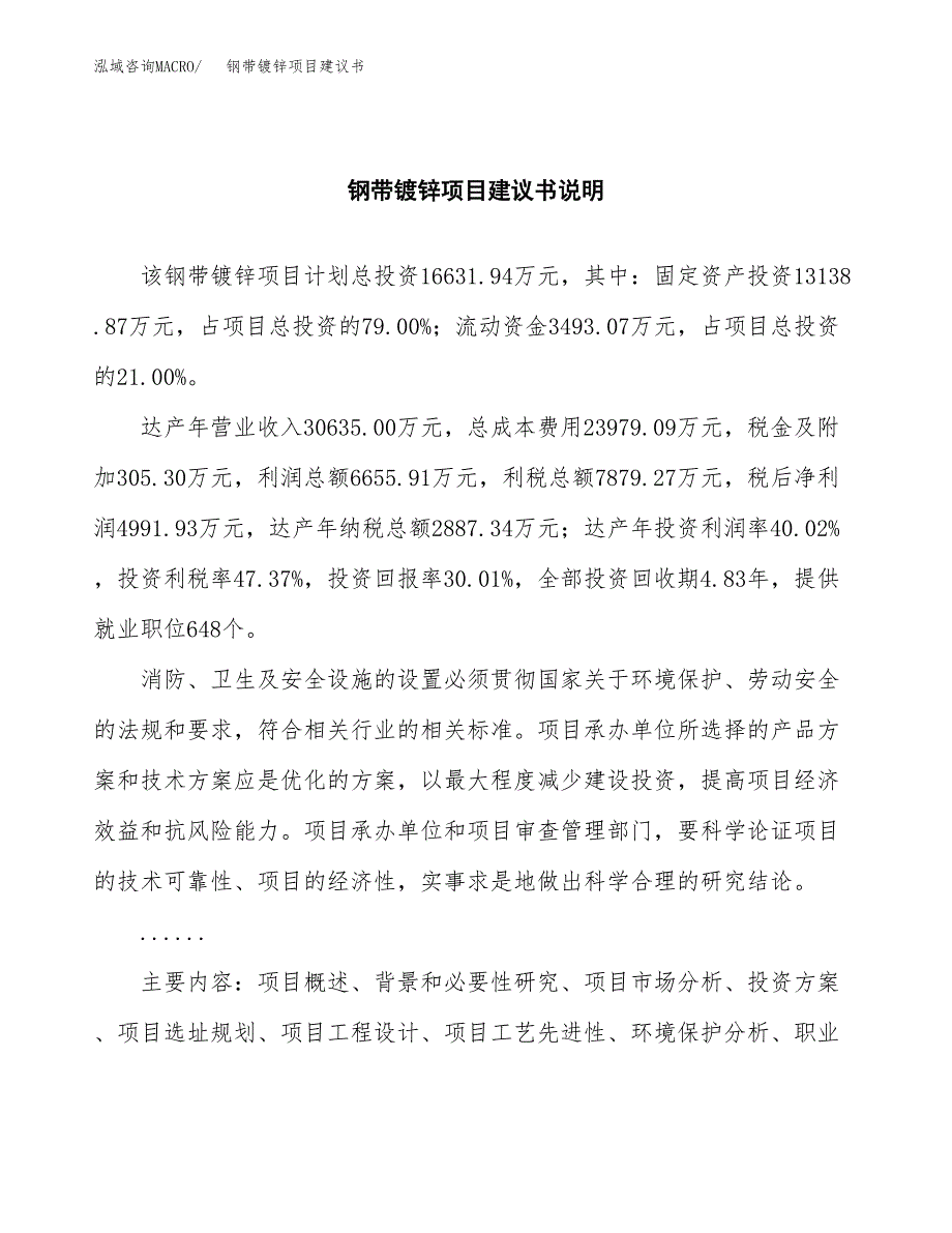 钢带镀锌项目建议书（可研报告）.docx_第2页