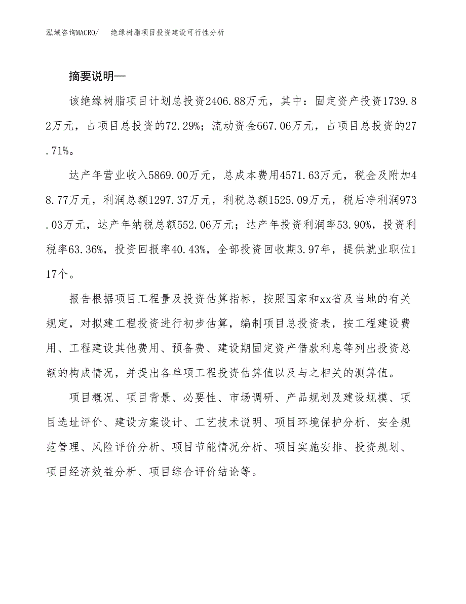 绝缘树脂项目投资建设可行性分析.docx_第2页