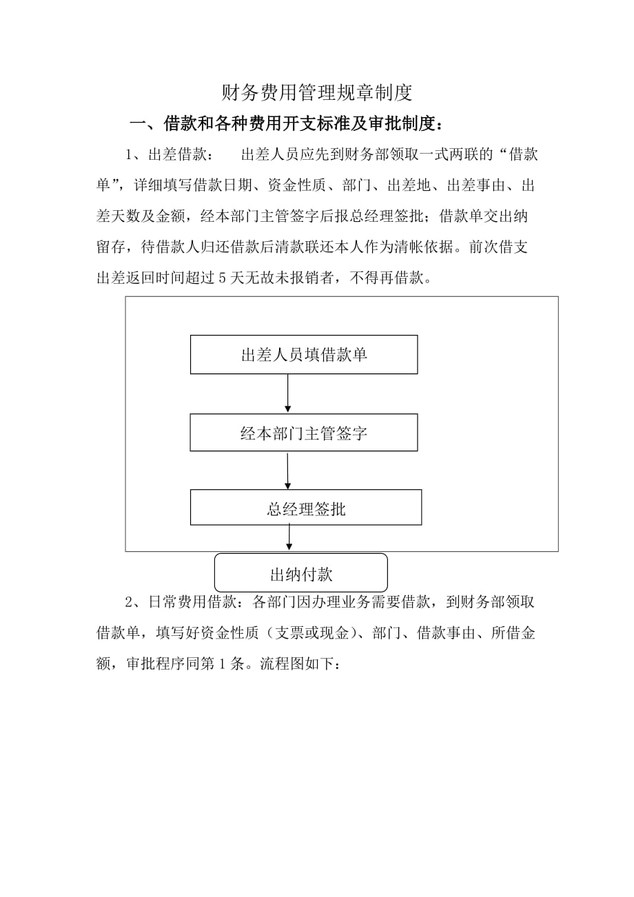 财务费用管理规章制度流程图_第1页