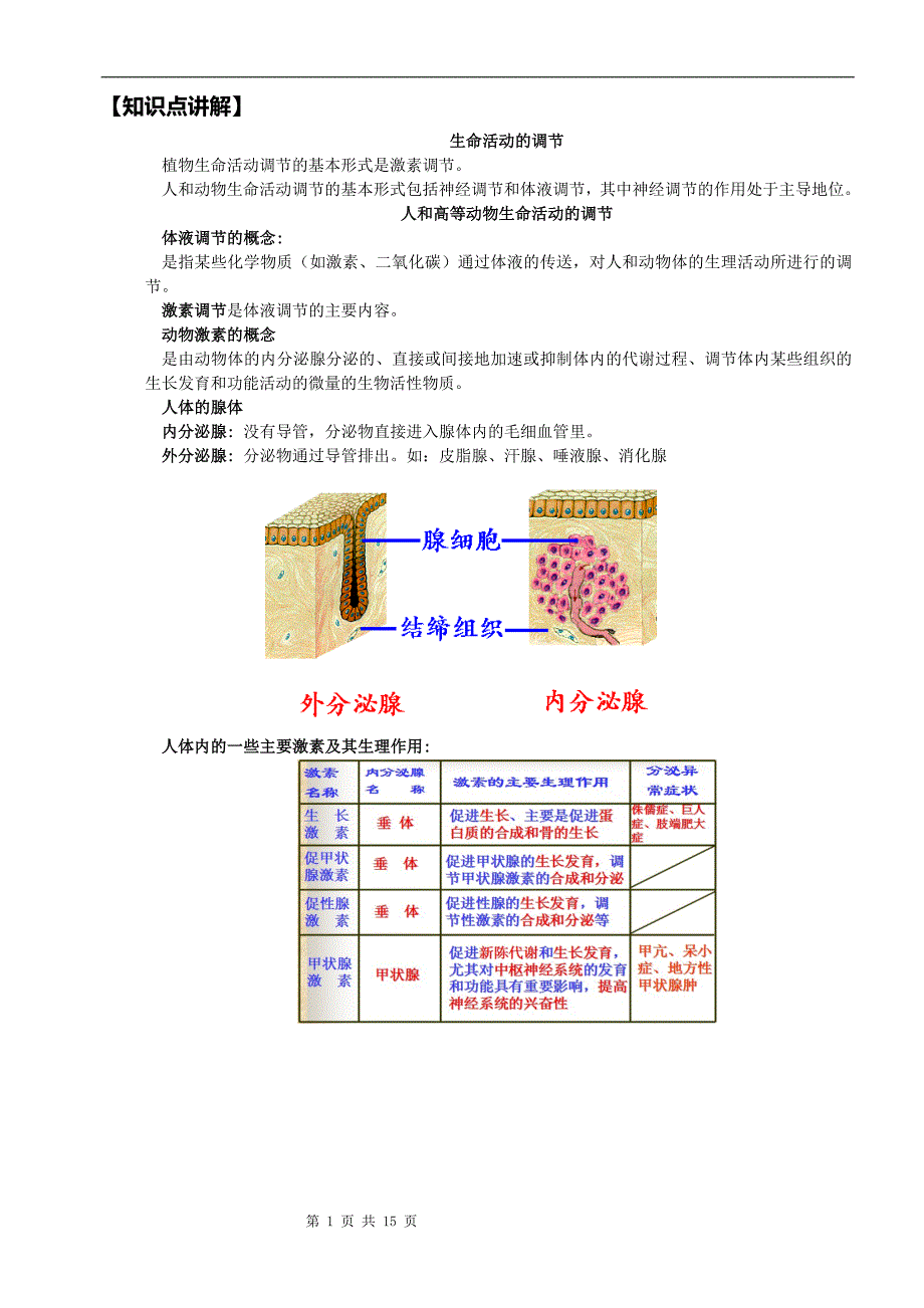 生命活动的调节教学案._第1页