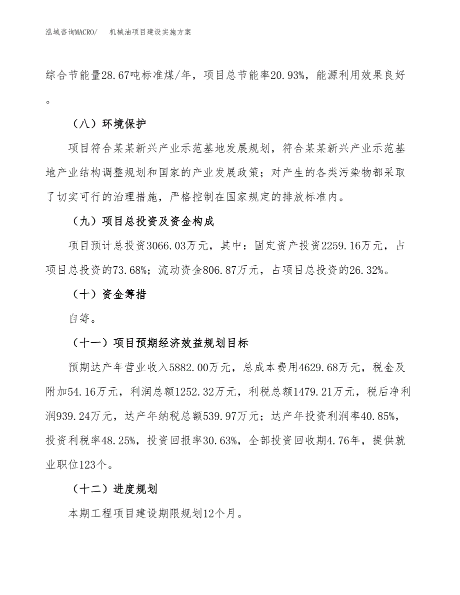 机械油项目建设实施方案（模板）_第4页