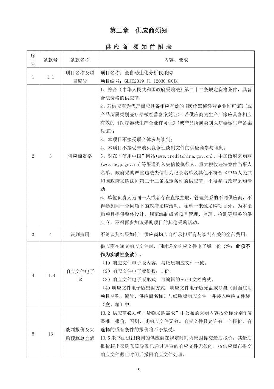 全自动生化分析仪采购竞争性谈判文件_第5页