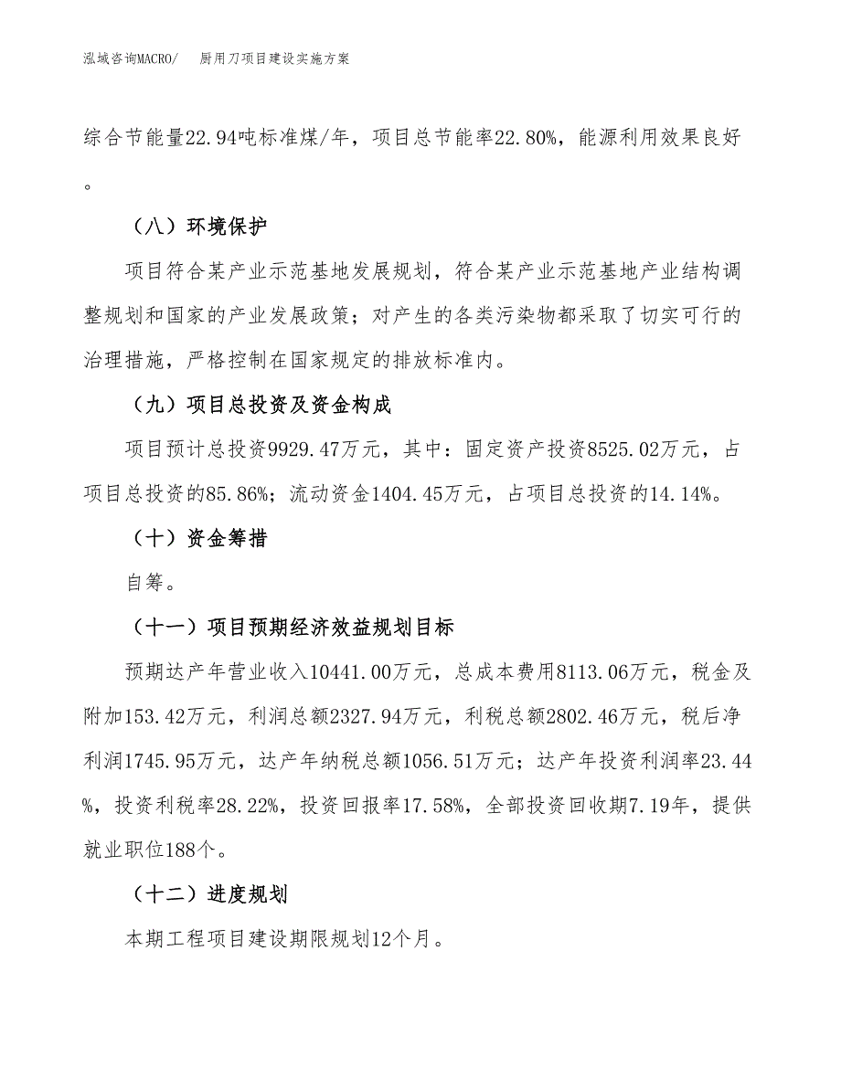 厨用刀项目建设实施方案（模板）_第4页