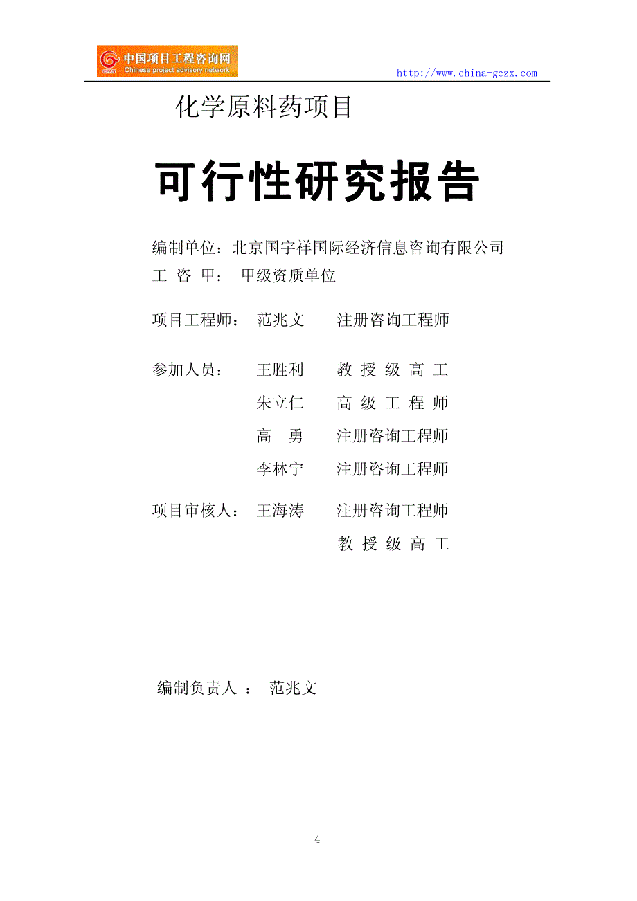 化学原料药项目可行性研究报告(专业经典案例)_第4页