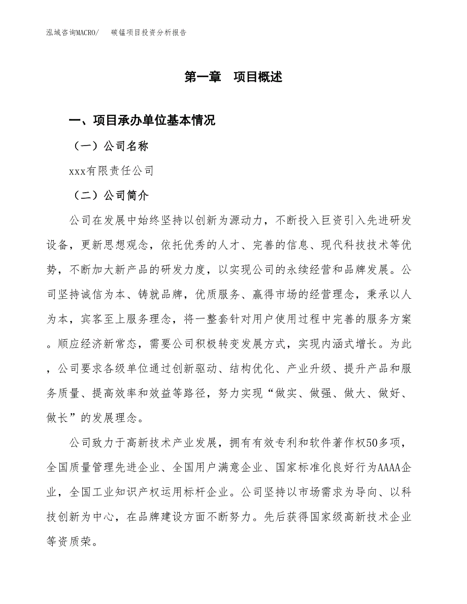 碳锰项目投资分析报告（总投资4000万元）（22亩）_第2页