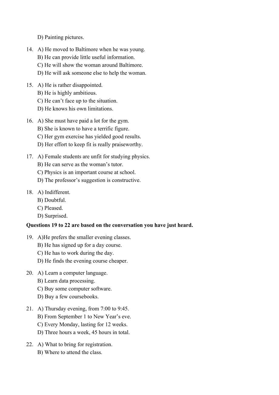 大学英语新四级(CET-4)真题试卷含答案_第5页