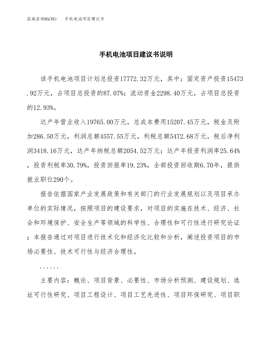 手机电池项目建议书（可研报告）.docx_第2页