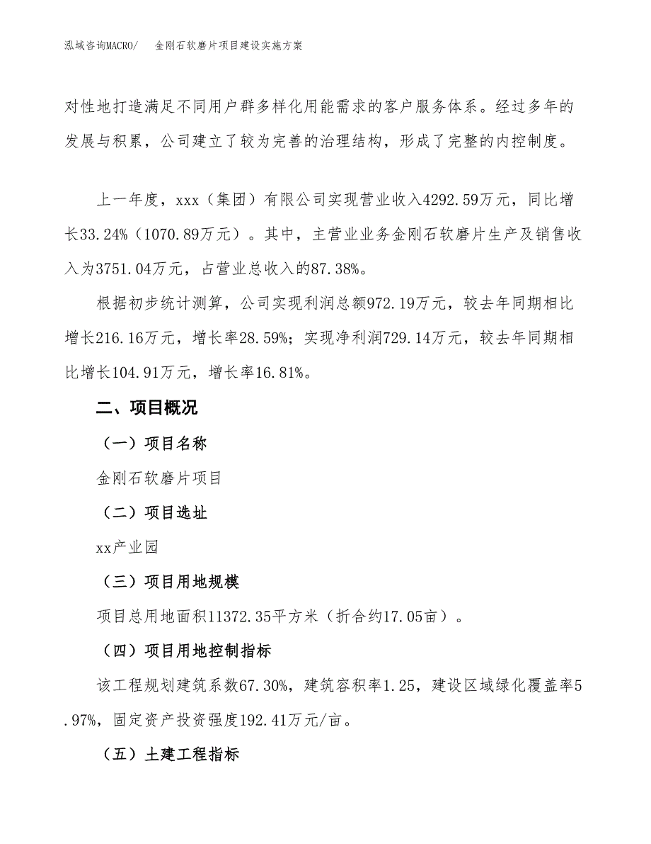 金刚石软磨片项目建设实施方案（模板）_第2页