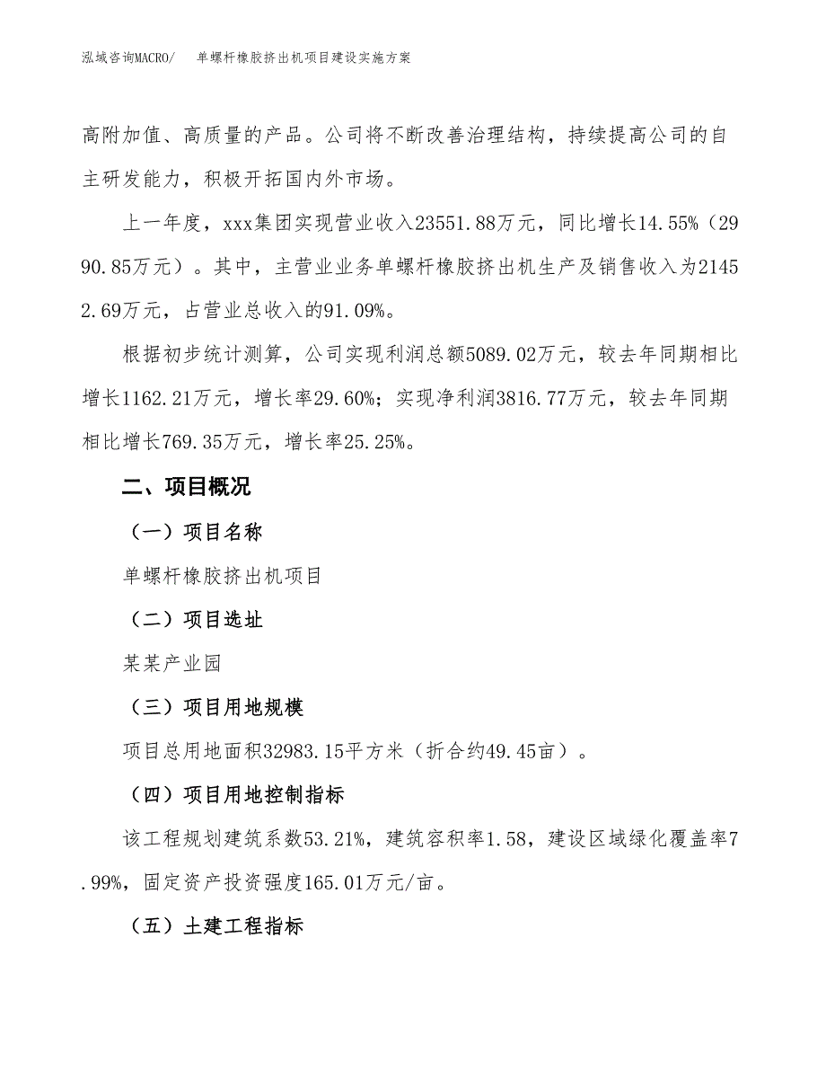 单螺杆橡胶挤出机项目建设实施方案（模板）_第2页