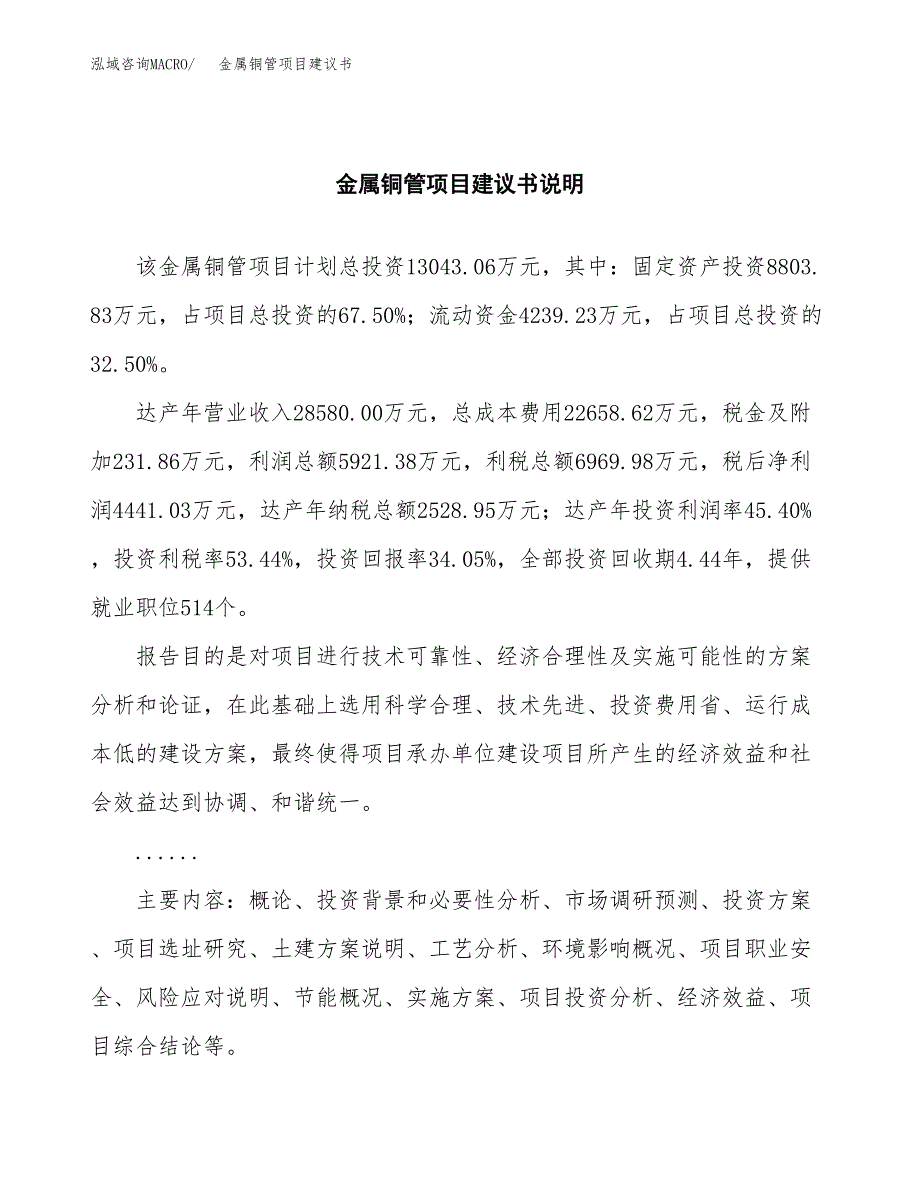 金属铜管项目建议书（可研报告）.docx_第2页