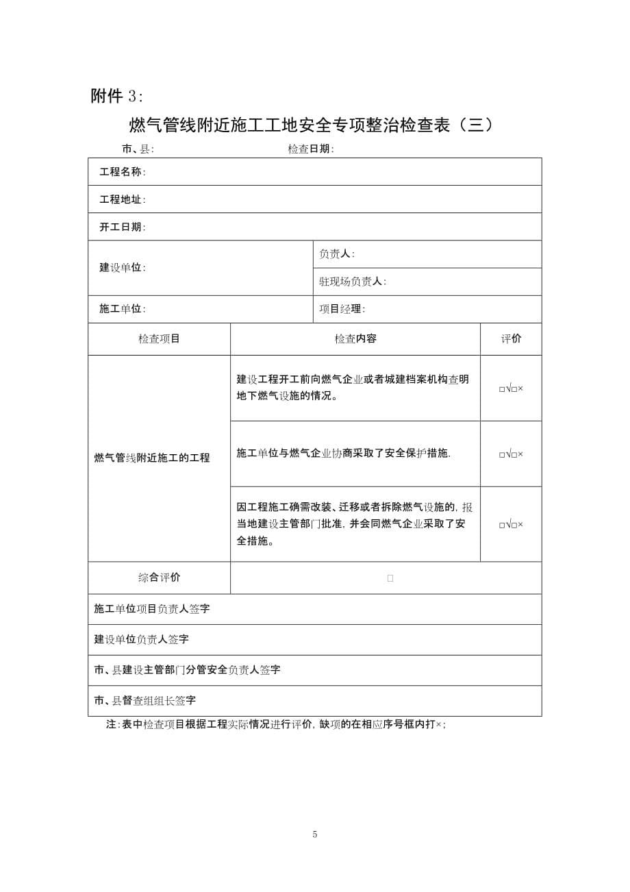 房屋建筑工程和市政基础设施工程安全专项整治检查表_第5页