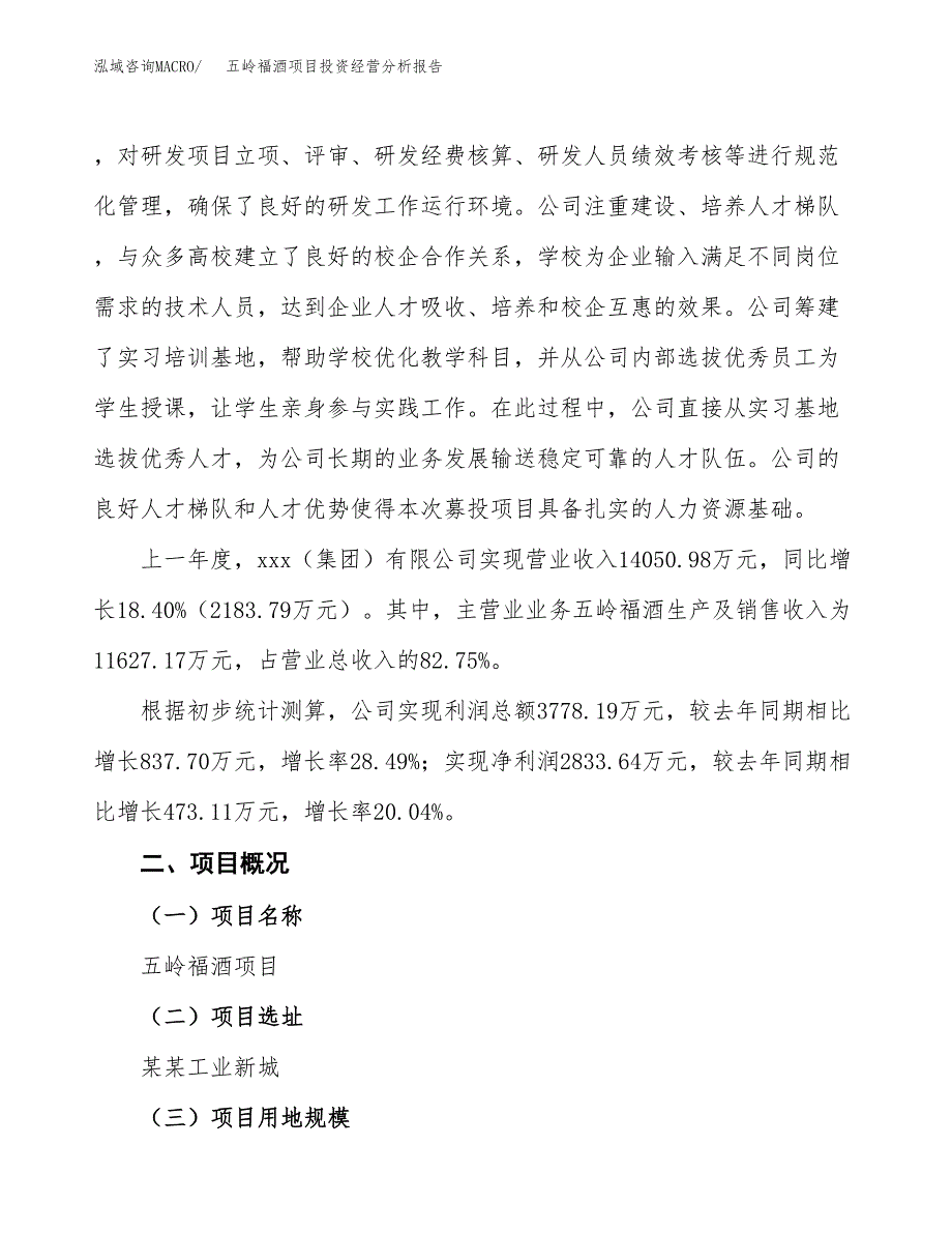 五岭福酒项目投资经营分析报告模板.docx_第2页