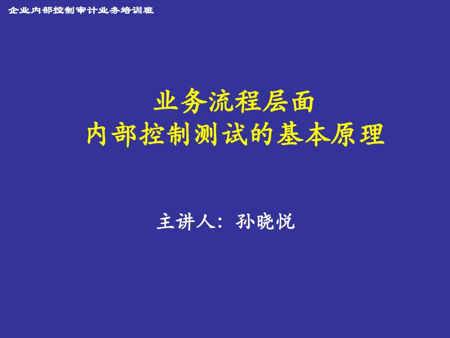 控制测试基本原理--毕马威会计师事务所合伙人 杨昕._第1页