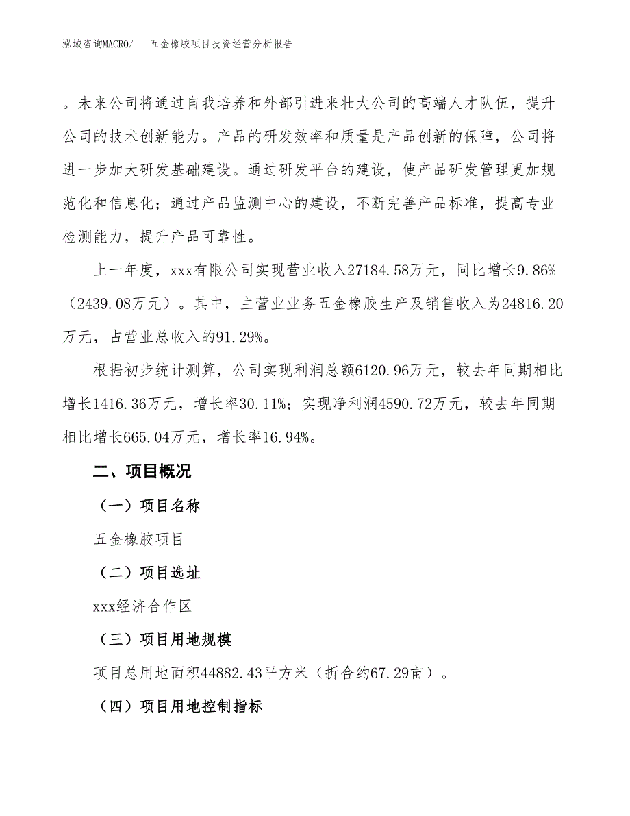 五金橡胶项目投资经营分析报告模板.docx_第3页