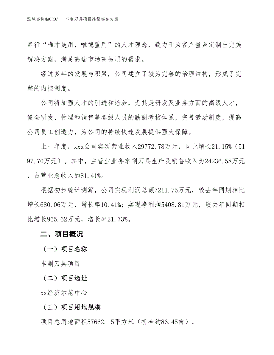 车削刀具项目建设实施方案（模板）_第2页